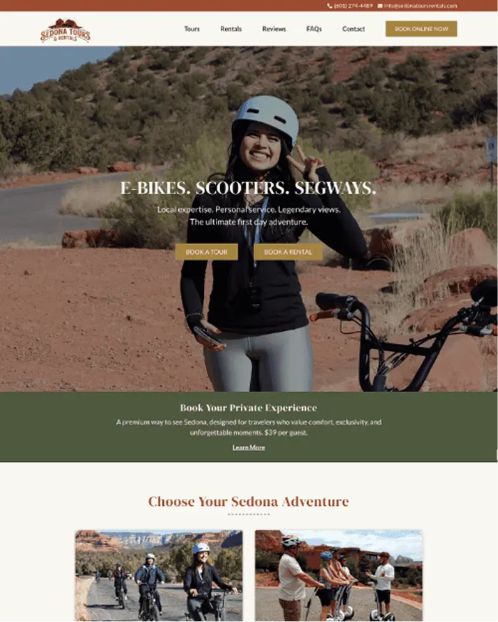 Sedona Tours & Rentals website